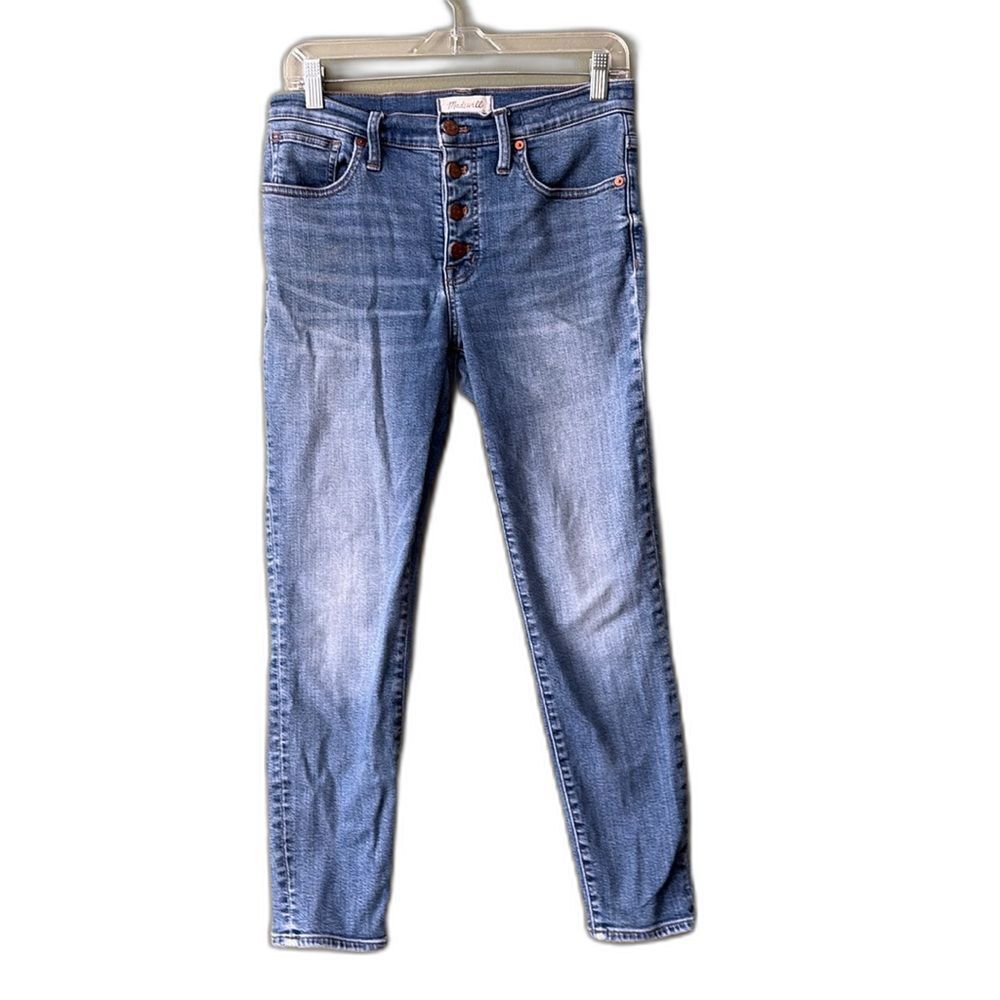 Madewell 9” Mid-Rise Skinny Crop Button Fly Jeans Sz 28 - Picture 2 of 11